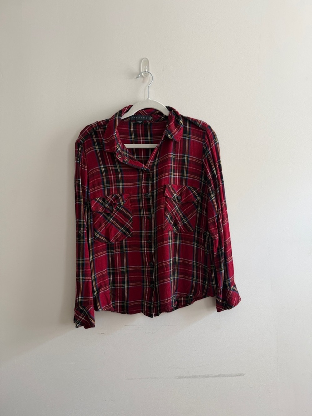 Sanctuary Red Plaid Button-Up Shirt